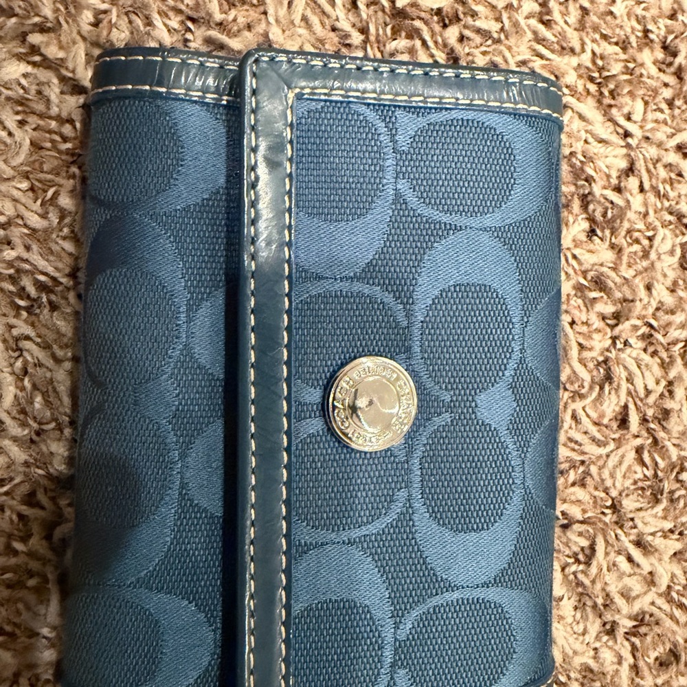 Vintage Coach Snap wallet Jacquard Fabric leather trim